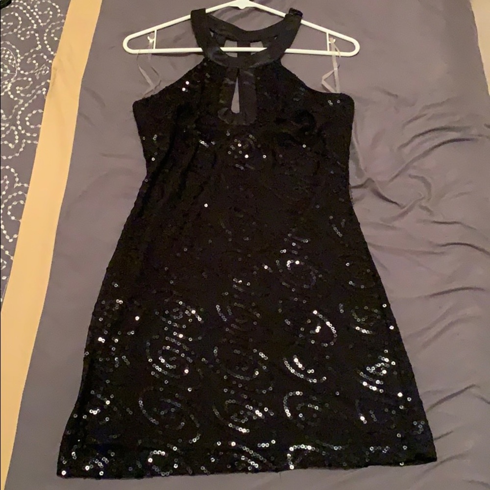 Little black dress with black sequins
